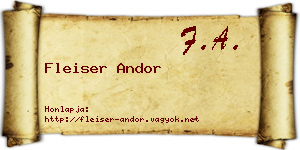 Fleiser Andor névjegykártya